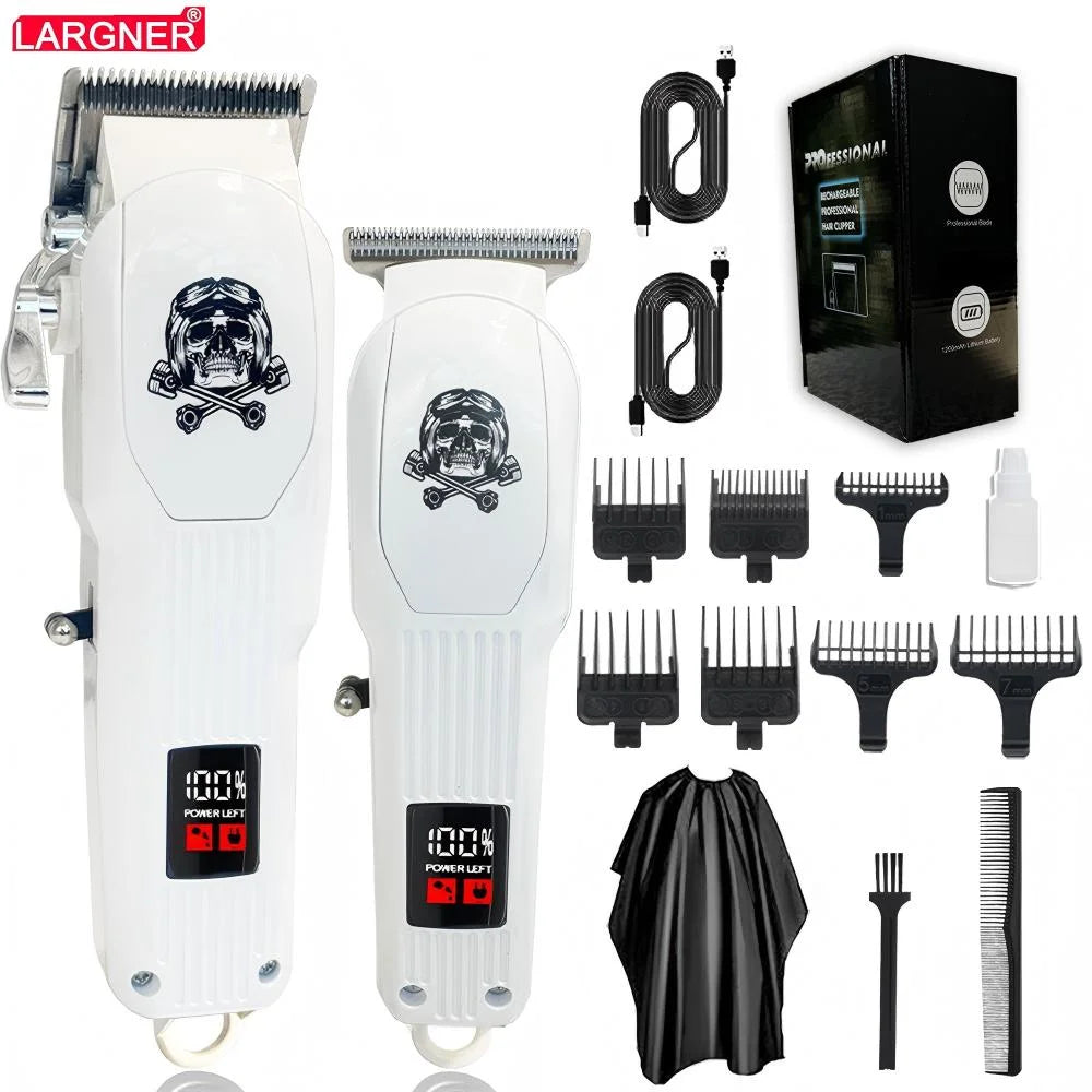 LARGNER Hair Clippers Men, Beard Trimmer Professional Cordless Electric Shaver Machine 6000RPM Grooming Haircut Kit