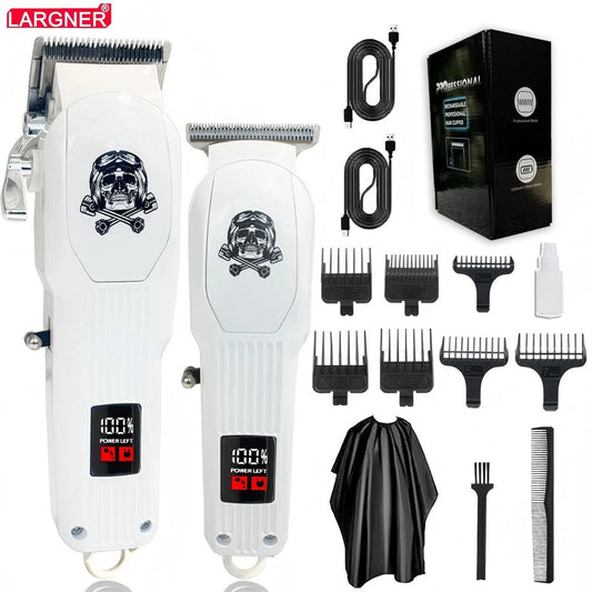 LARGNER Hair Clippers Men, Beard Trimmer Professional Cordless Electric Shaver Machine 6000RPM Grooming Haircut Kit