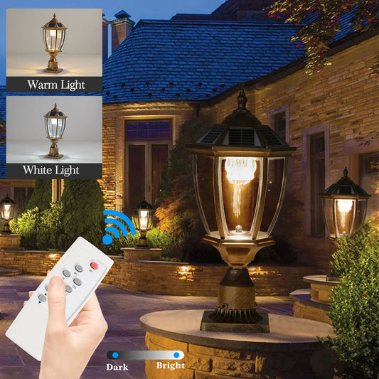 Vintage Solar Led Post Light Outdoor Garden Lamp Two Pack