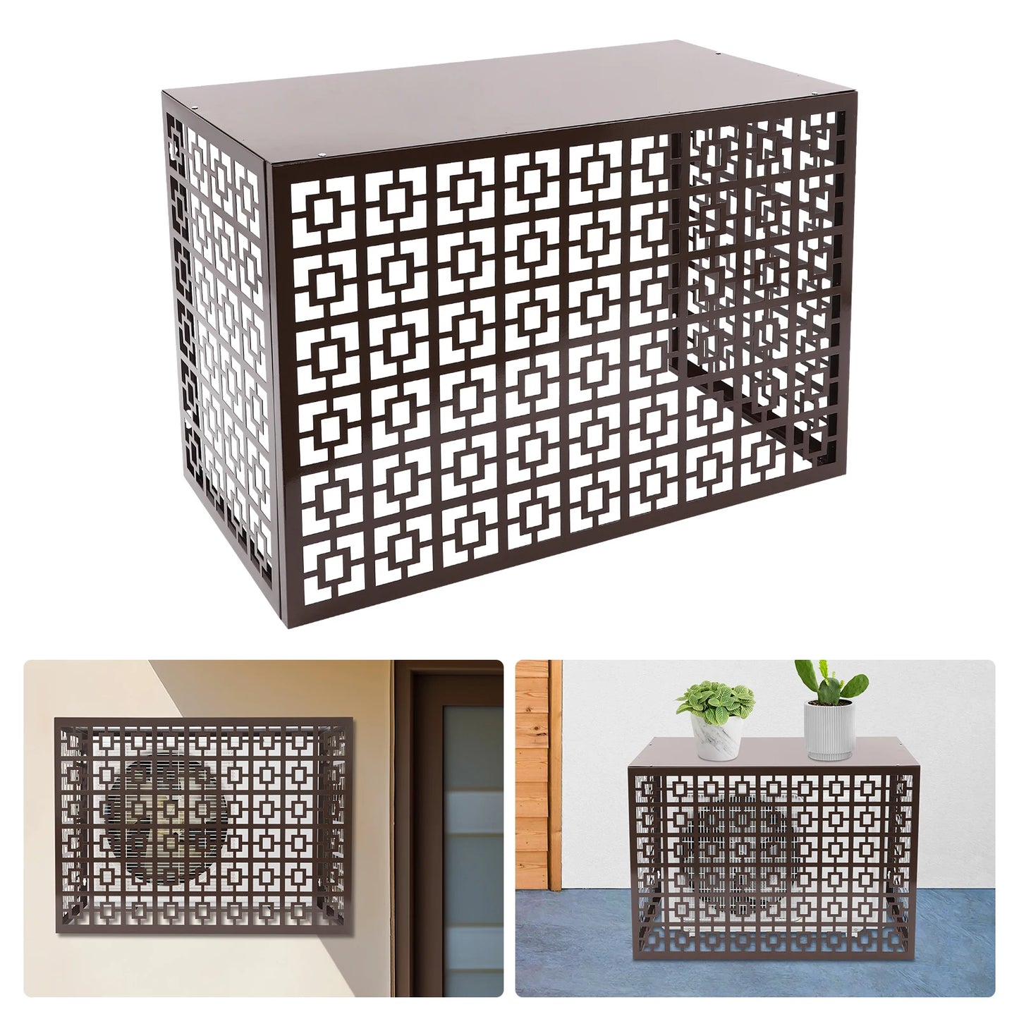 Freestanding Air Conditioner Fence Privacy Fence Panels With Planter Box For Outdoor AC Unit Trash Enclosure And Pool Equipment