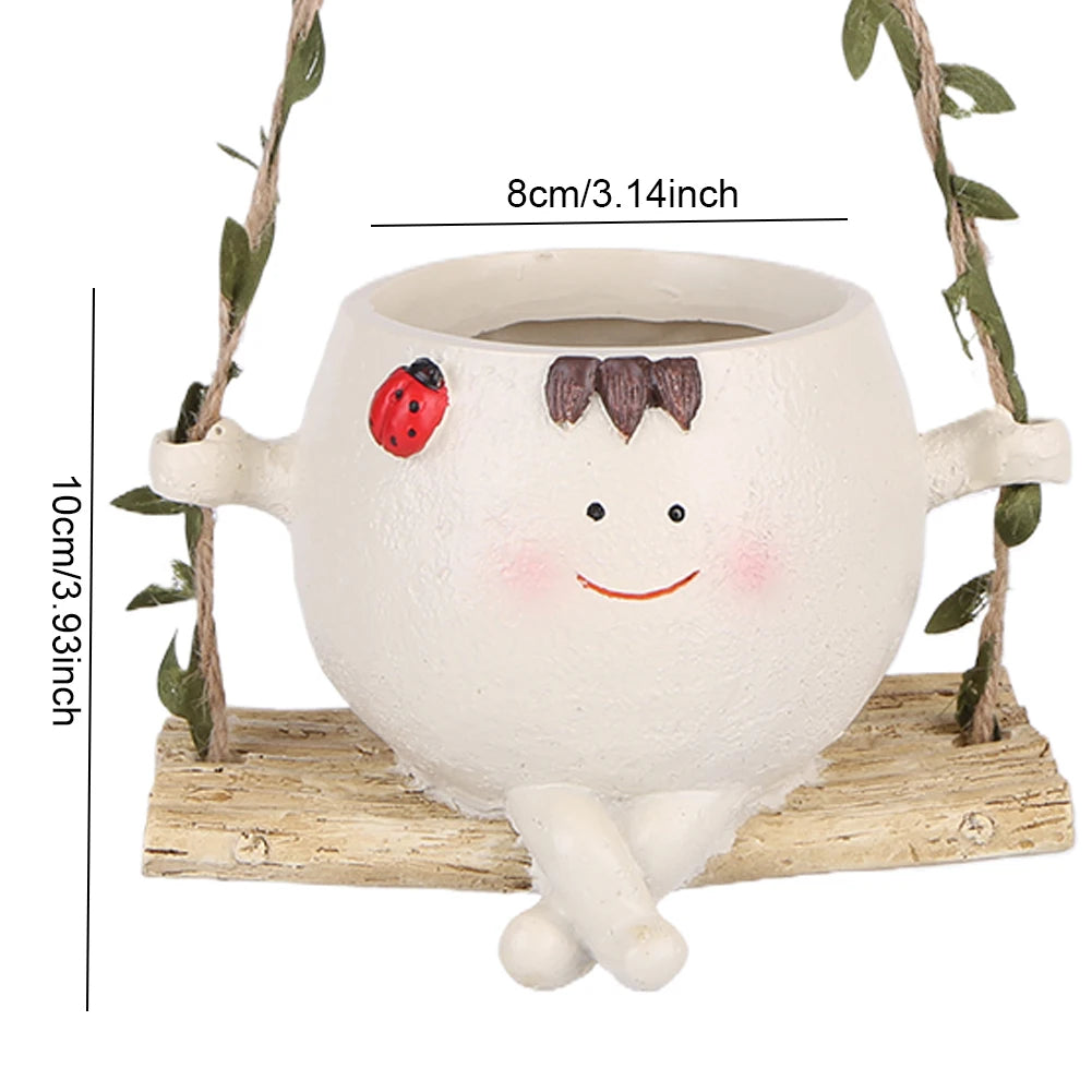 Face Head Planter Resin Smiling Face Planter Creative Wall Hanging Head Planter Multifunctional Home Garden Patio Accessories