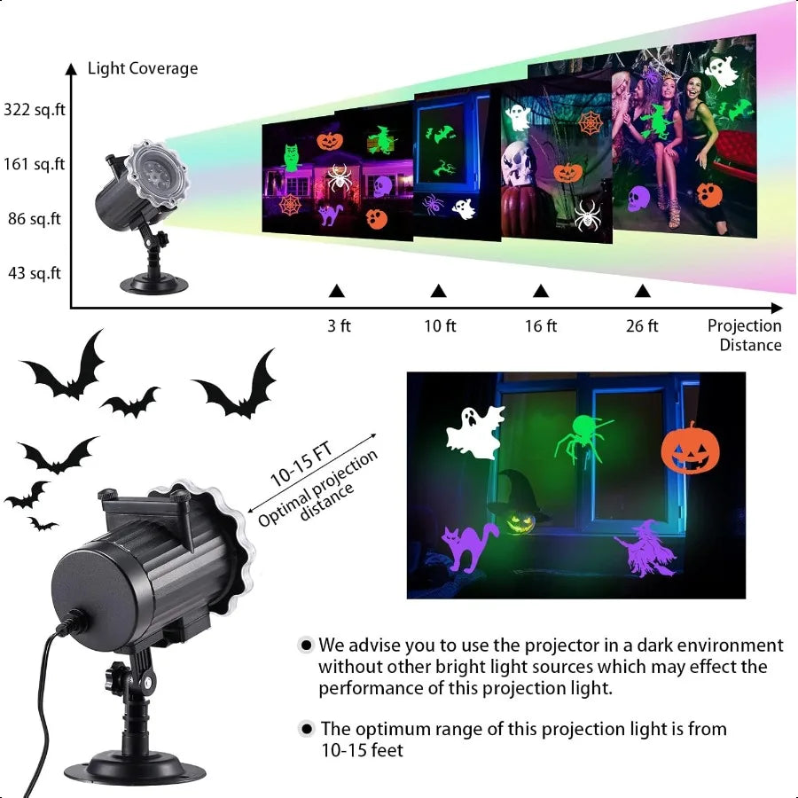 Halloween Projection Lights Outdoor 12 Slides Ghost Pumpkin