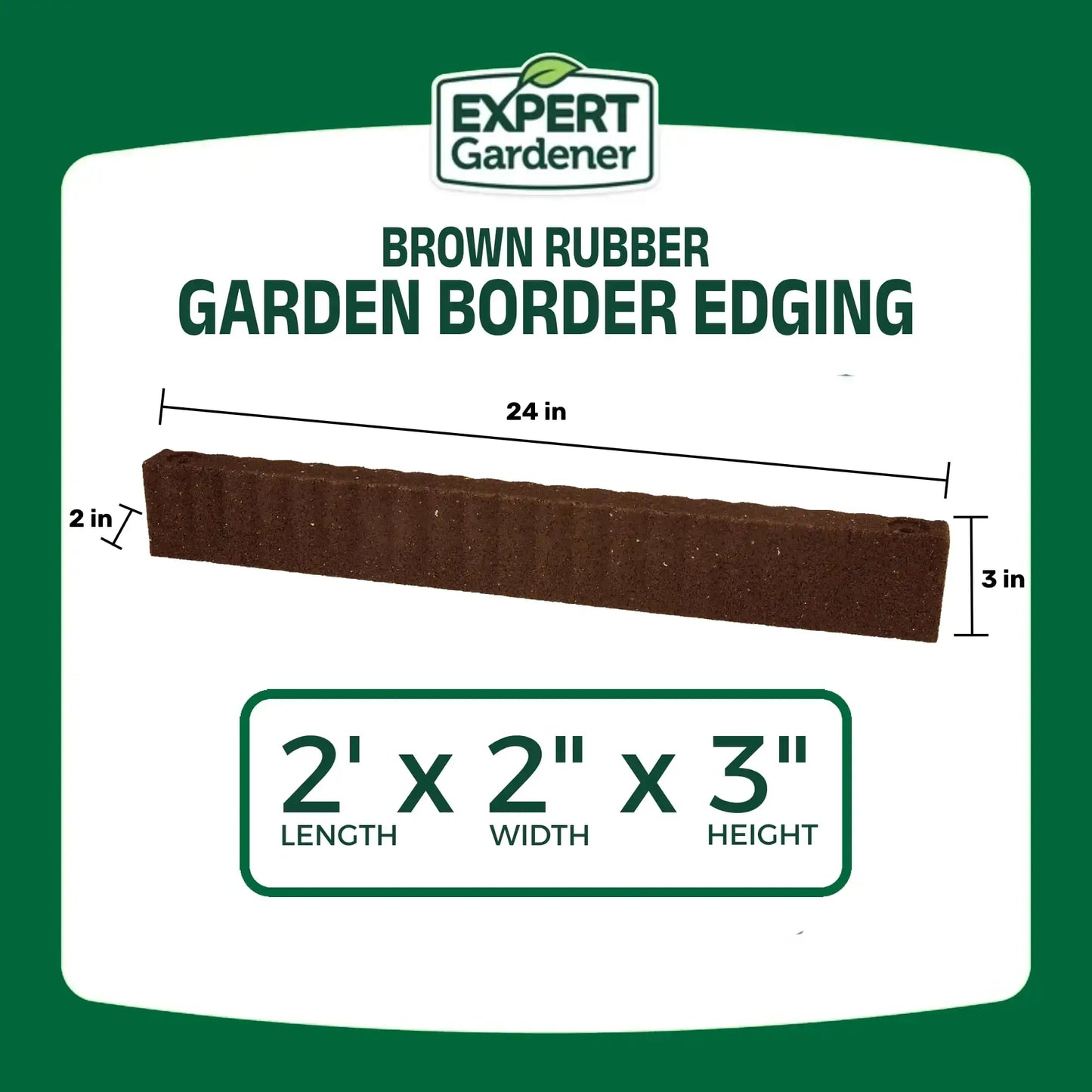 2' x 3" Brown Recycled Rubber Garden Border Landscape Edging - 8 Pack