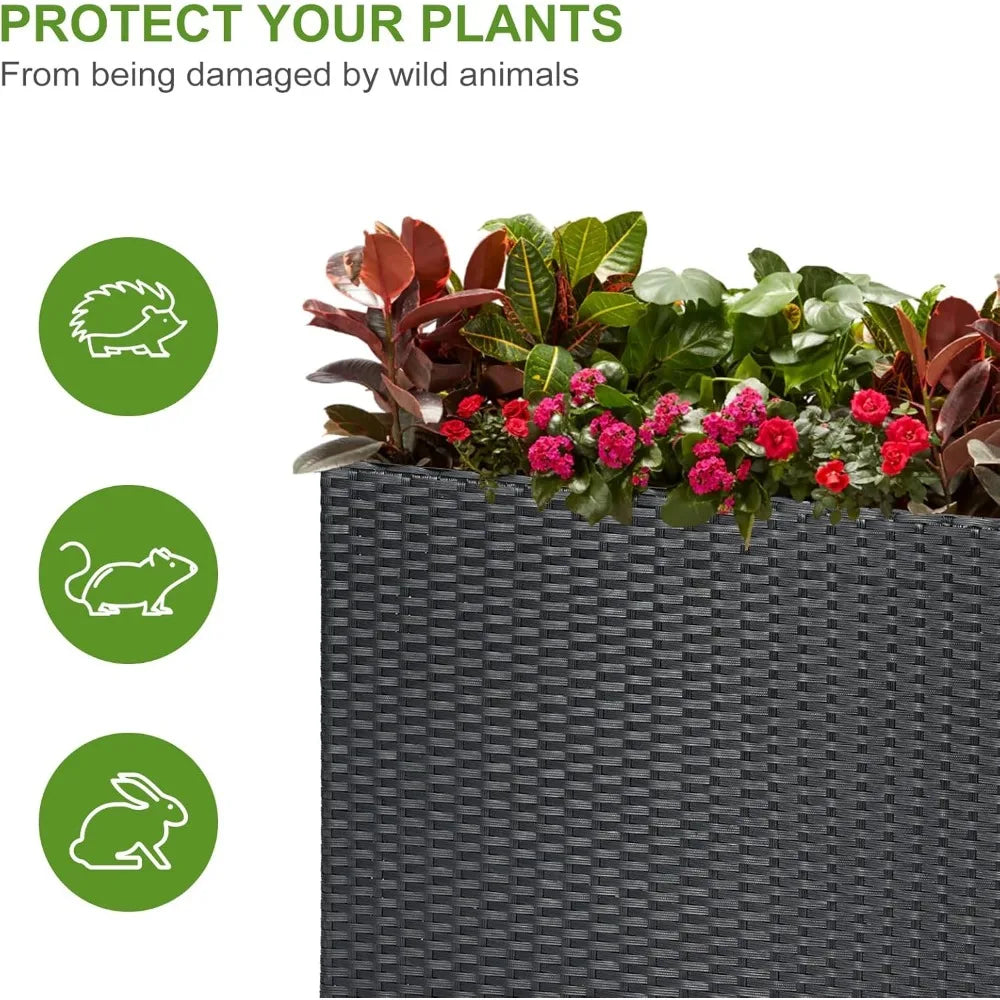 LEWIS&WAYNE Tall Planters for Outdoor Plants Handmade Wicker Large Rectangular Block Planter Box with Removable Liners Modern Pl