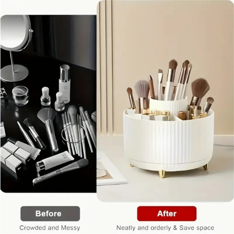 360° Rotating Makeup Organizer: 5-Tier Cosmetic & Beauty Storage Caddy for Brushes, Lipsticks, Skincare & Stationery - Durable