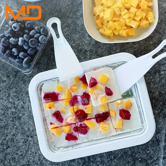 Portable Ice Cream Roll Maker Stainless Steel 2 Scoops