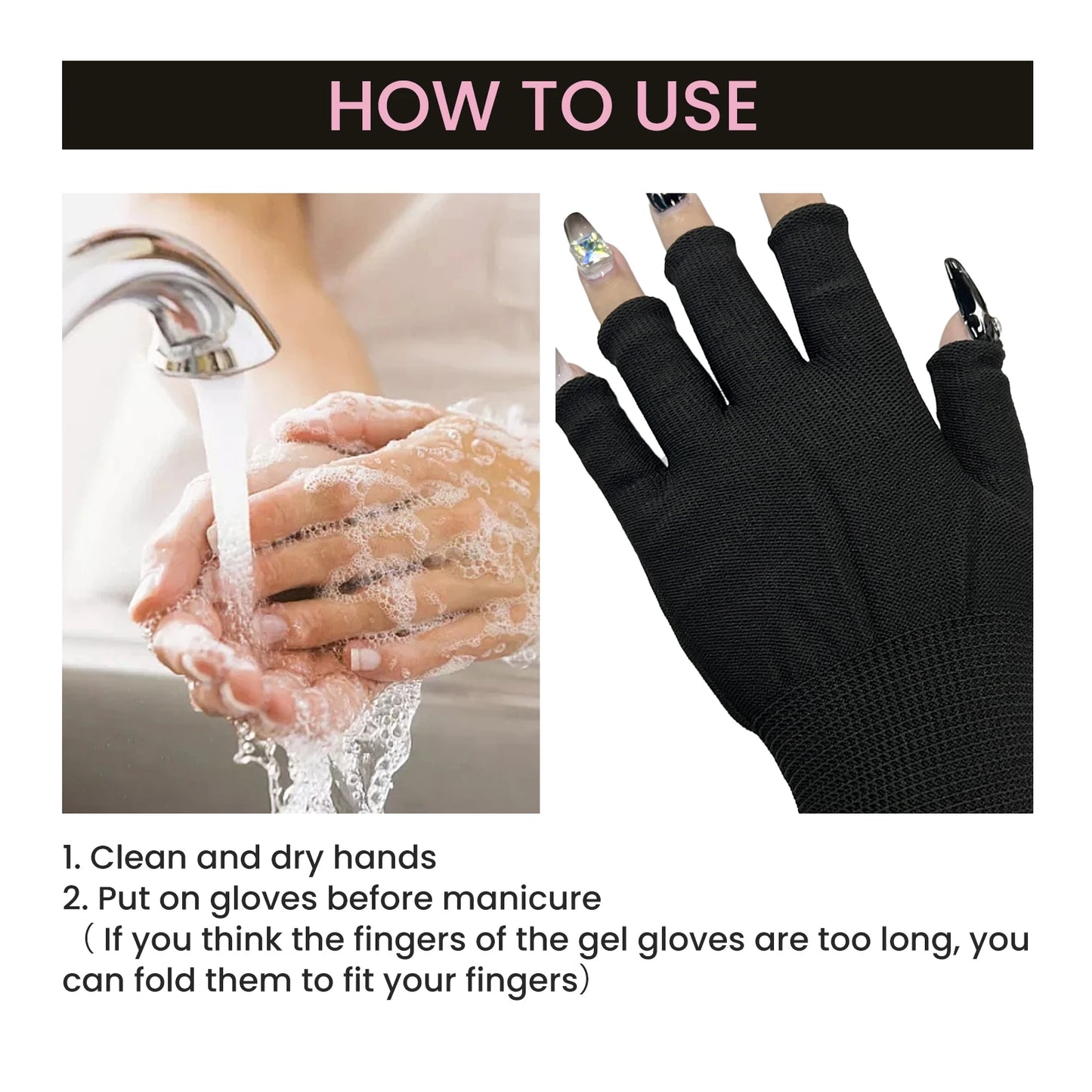 Quality Fiber Nail UV Gloves Nail Lamp Special Care Skin Anti Blackout Hand Baking Lamp Barrier Gloves