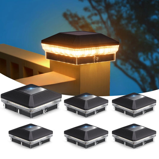 6 Pack 4x4 Solar Post Lights Outdoor 40 LEDs 30 Lumens with 3 Modes