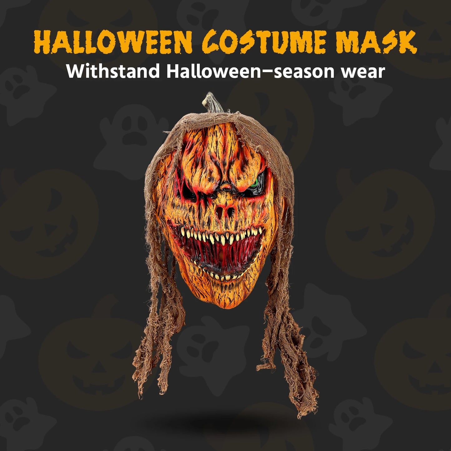 Halloween Scary Pumpkin Ghost Wig Cosplay Mask For Women
