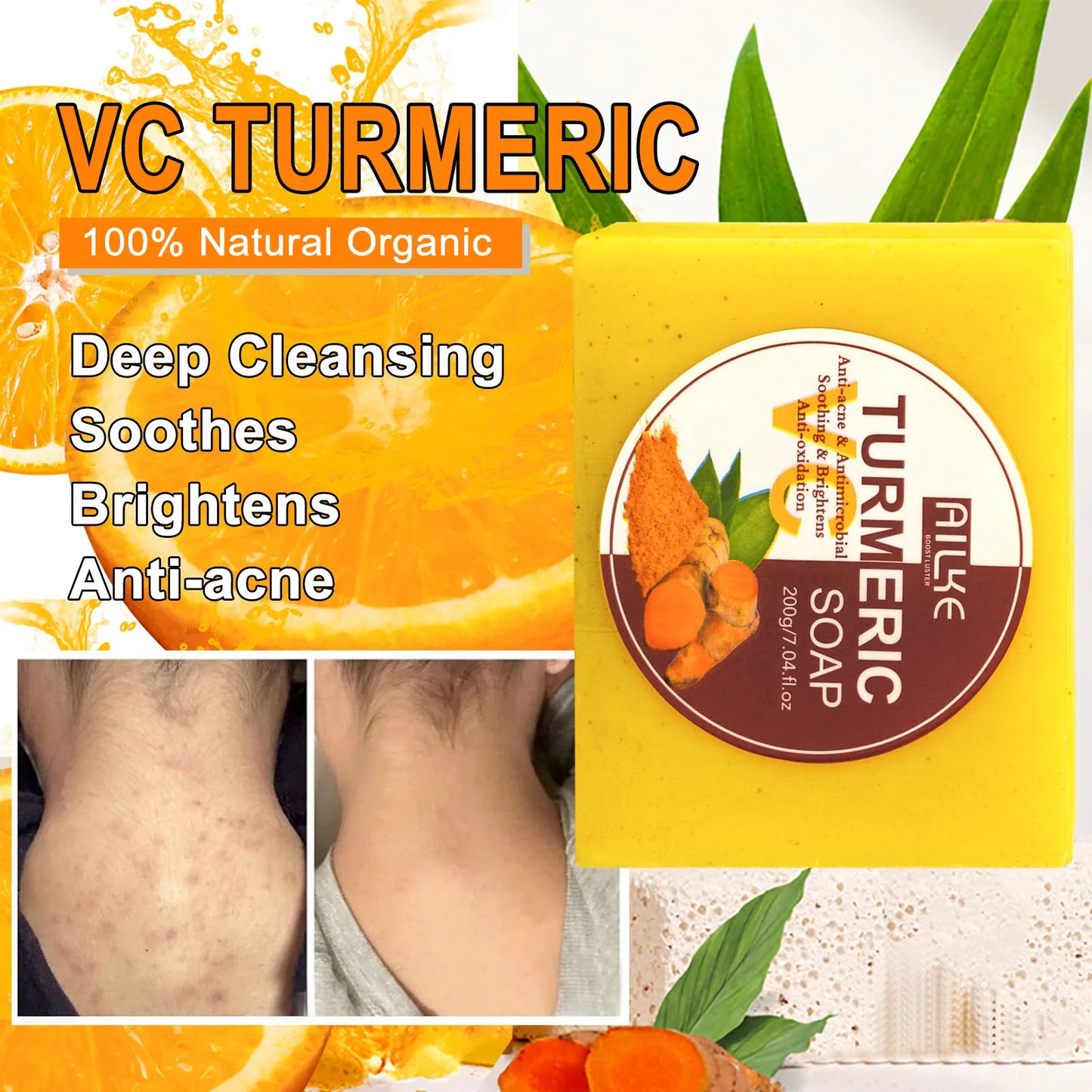 Organic Turmeric Skin Care Kit Brighten Remove Darkness Lighten Hydrate Exfoliate Even Skin Tone for Private Label