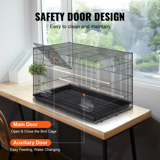 VEVOR 30inch Pet Bird Cage Metal Large Parakeet Cages with Rolling Stand Tray for Cockatiels Parrot Budgies Lovebirds Canaries