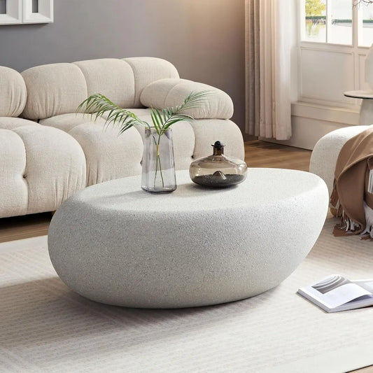 Oval Stone Coffee Table Fiberglass Center Table Outdoor