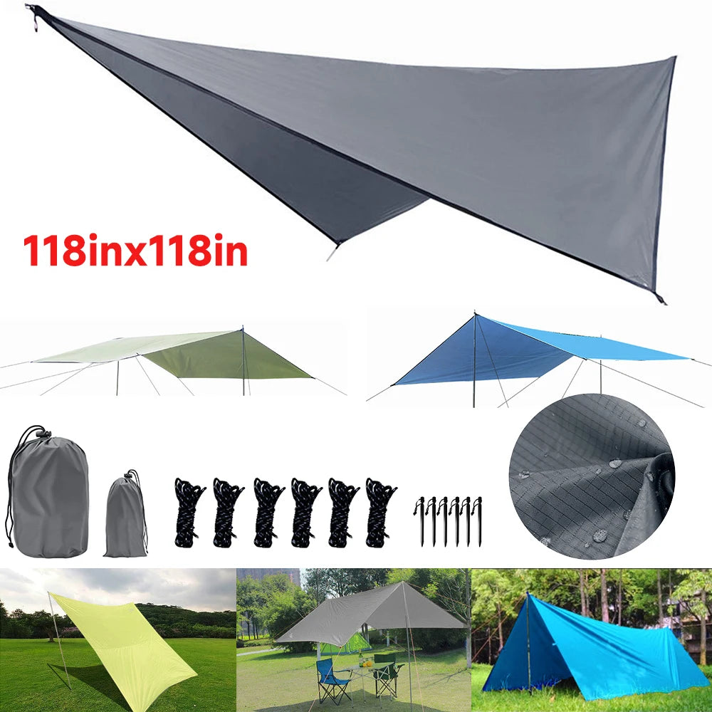 10x10FT Camping Tent Oxford Waterproof Big Space Sun Shelter Ultralight Awning Family Glamping Outdoor Folding Tent for Camping