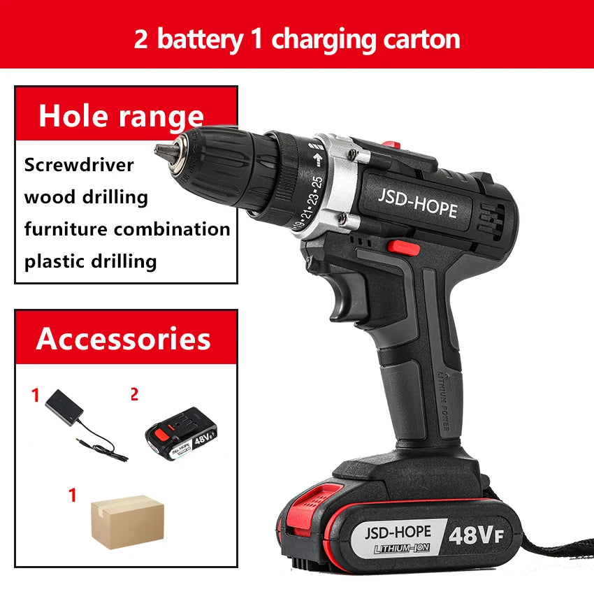 Hand drill turn home hand drill rechargeable tool lithium electric turn multi-function impact pistol drill electric screwdriver