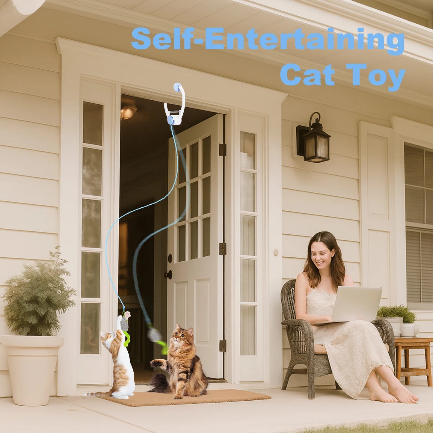 Electric Door Hanging Cat Toy USB Rechargeable Self Play Interactive Kitten Toy with Random Motion