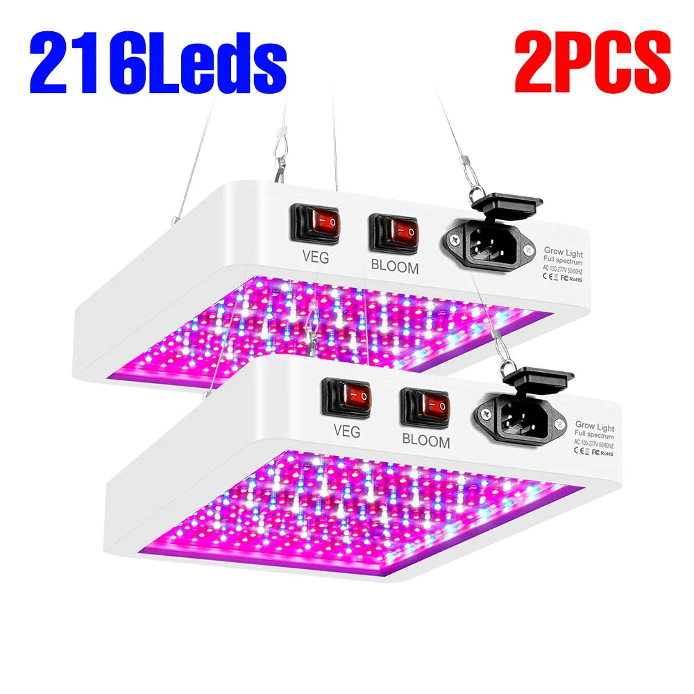 Two Pack 800W LED Grow Lamp Full Spectrum Plant Light 110V