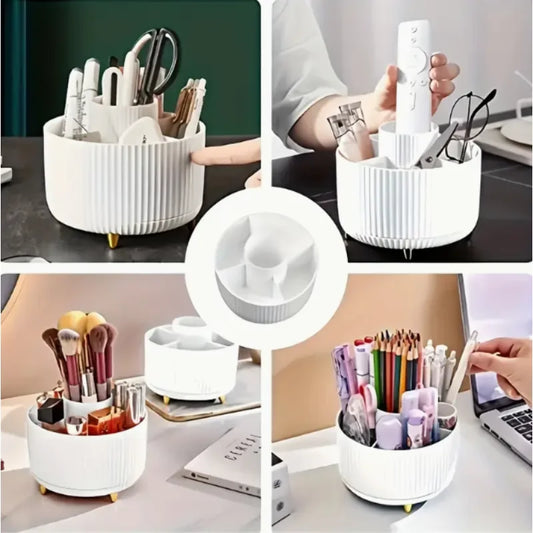 360° Rotating Makeup Organizer: 5-Tier Cosmetic & Beauty Storage Caddy for Brushes, Lipsticks, Skincare & Stationery - Durable