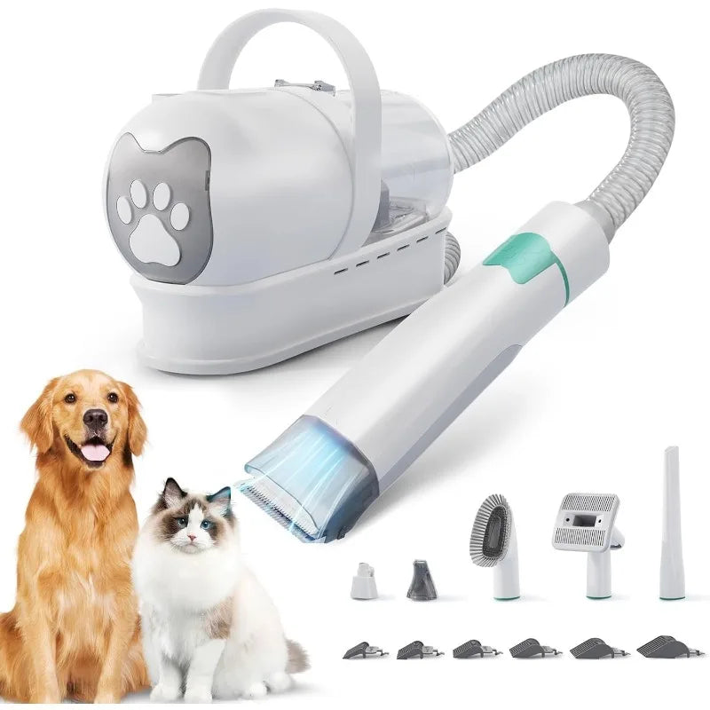 Vacuum with Pet Clipper Nail Grinder, Dog Hair Vacuum with 6 Pet Grooming Tools for Dogs Cats She