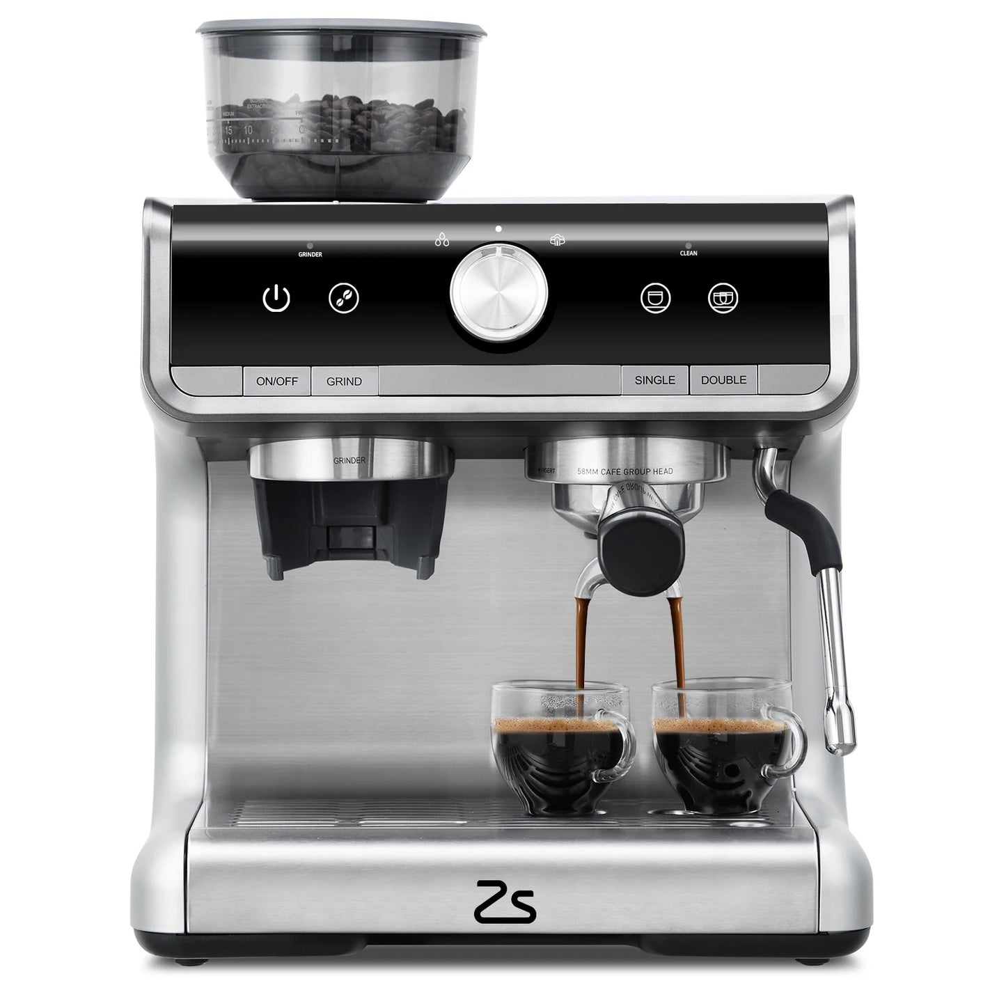 Espresso Machine With Grinder 20 Bar Steam Frother 1450W