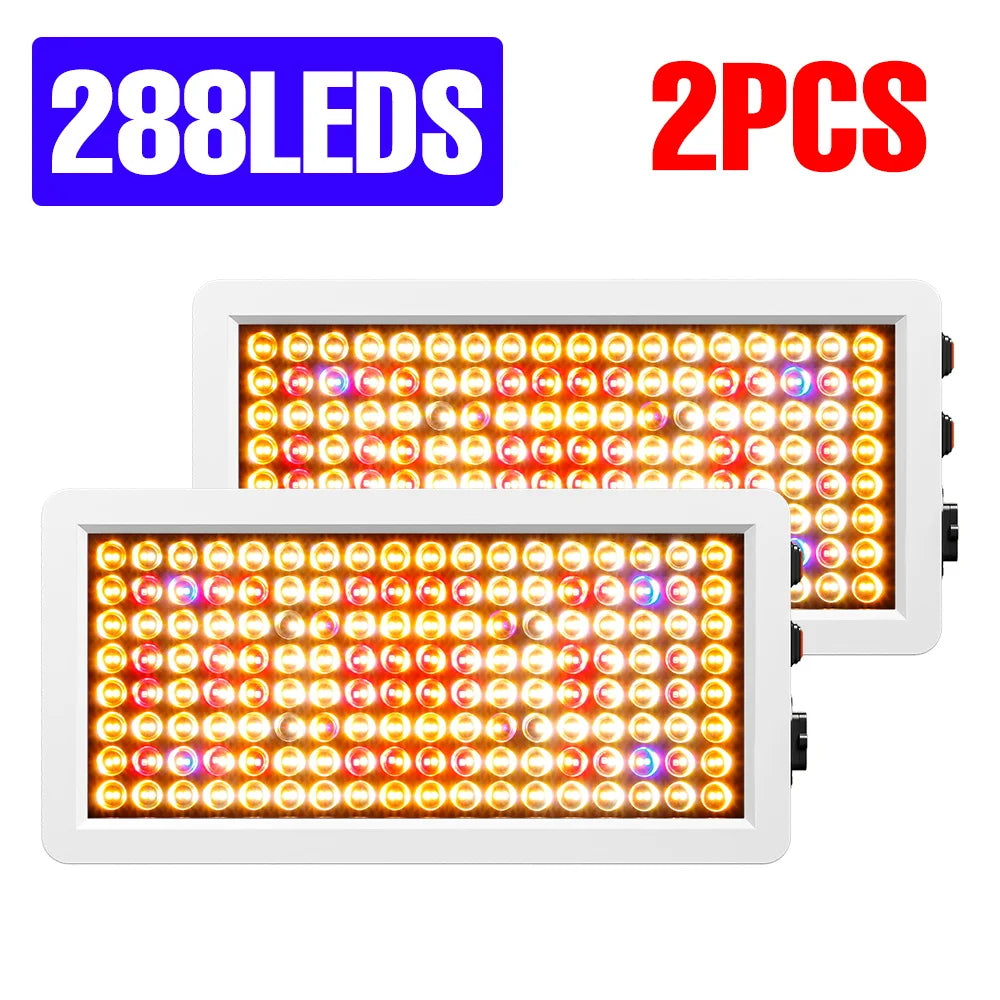 Two Pack 800W LED Grow Lamp Full Spectrum Plant Light 110V