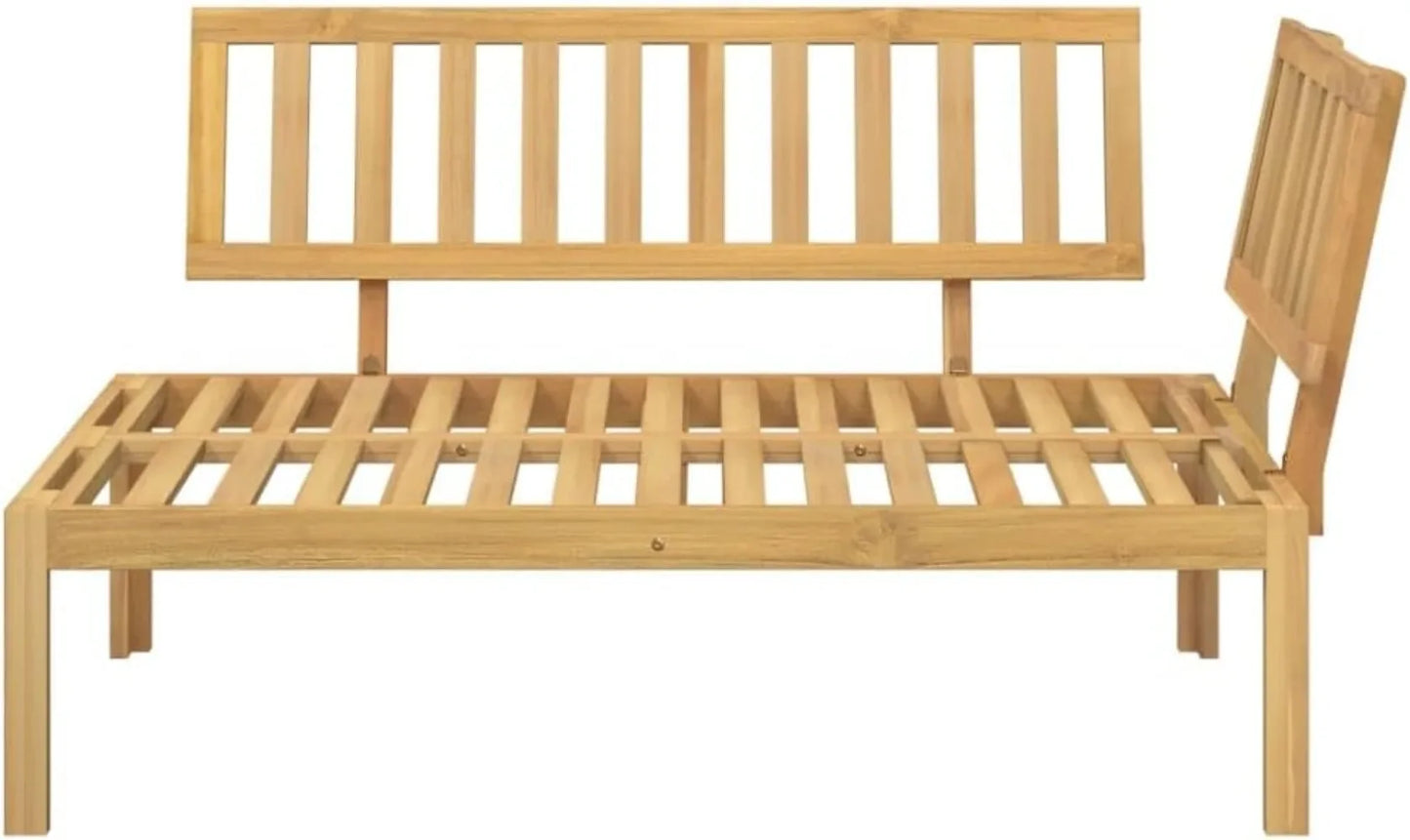 Patio Pallet Corner Sofa - Outdoor Garden/Patio/Terrace Seating - Solid Acacia Wood, Light Brown - 52.4"x36.2"x27.2"
