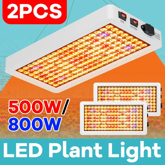 Two Pack 800W LED Grow Lamp Full Spectrum Plant Light 110V