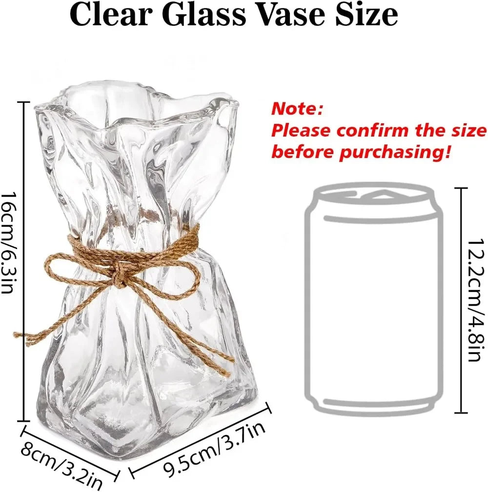 6 Inch Small Glass Vase Irregular Transparent Vase for Modern Art Deco Interior Decor