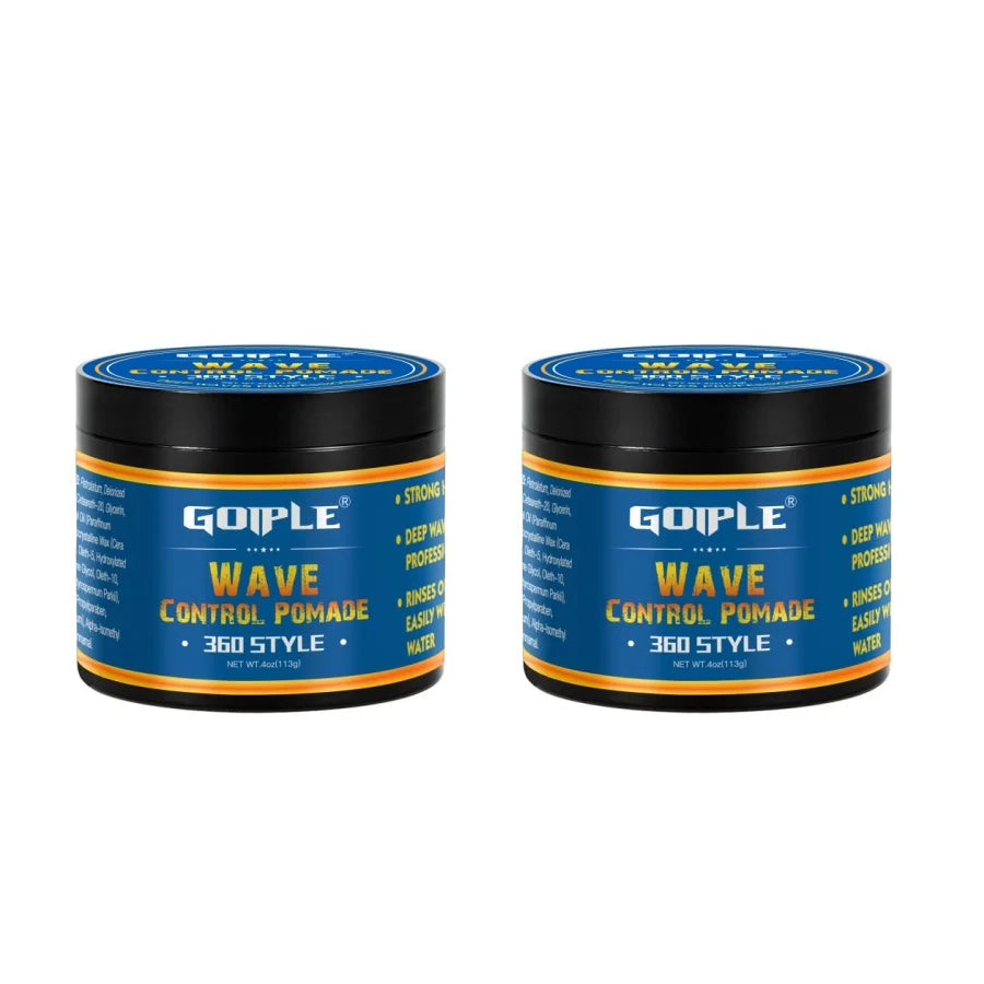 Wave Pomade 360 Style Greasy Pomade with Wave Brush Strong Hold Sport Wave Training Hair Cream for Layered Waves Moisture Shine
