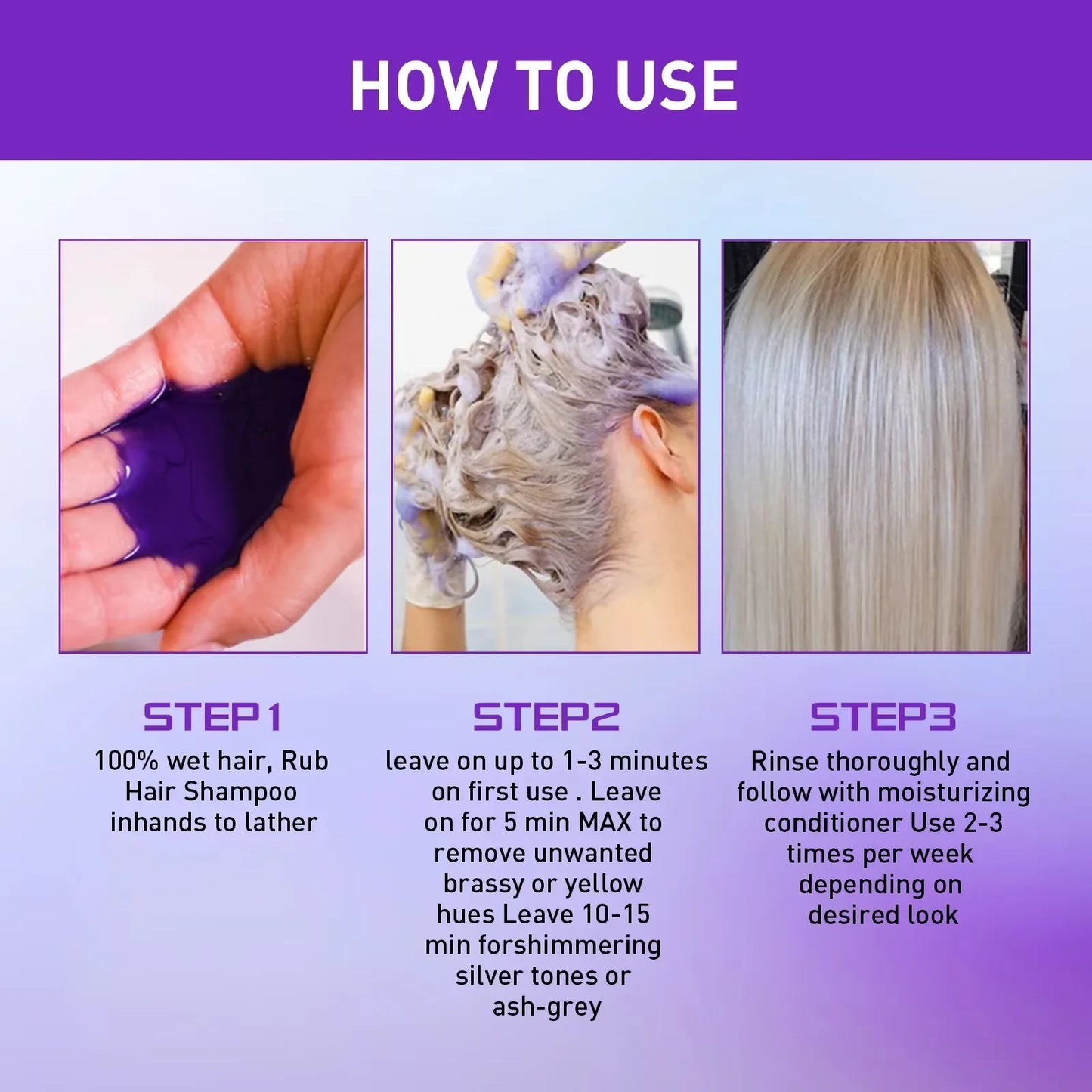 Professional Color Fixing Purple Shampoo Professional Yellow Removal Post Dyeing Gray Hair Care Bleached Highlighted Revitalize