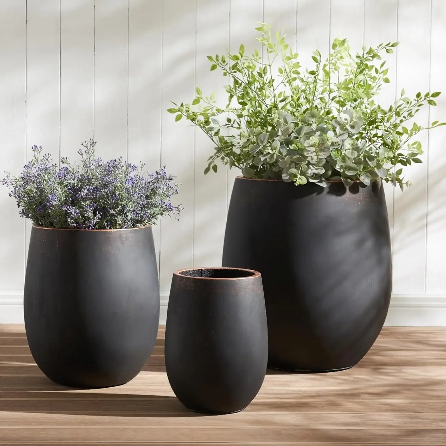 Large Outdoor Planter ,17.7"+13.3"+9.5" Dia Round Concrete Planter Set of 3