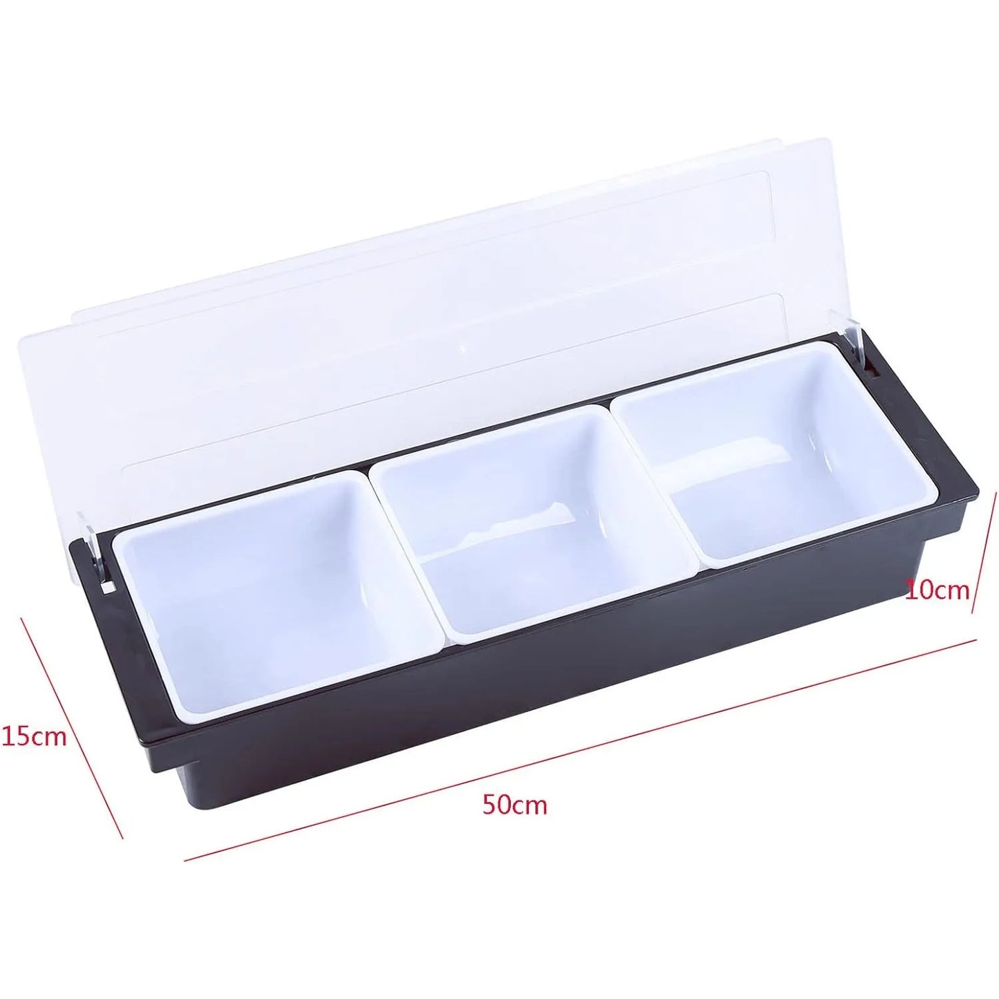 Compartments Condiment Dispenser, Chilled Server Food Tray Salad Bar, Condiment Tray Bar Caddy for Home Work or Restaurant Salad