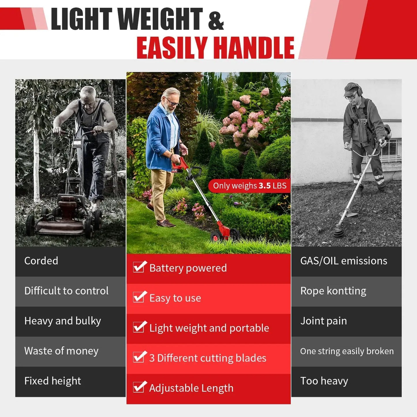 Electric Weed Wacker Powered 3 In 1 Grass Trimmer Edger