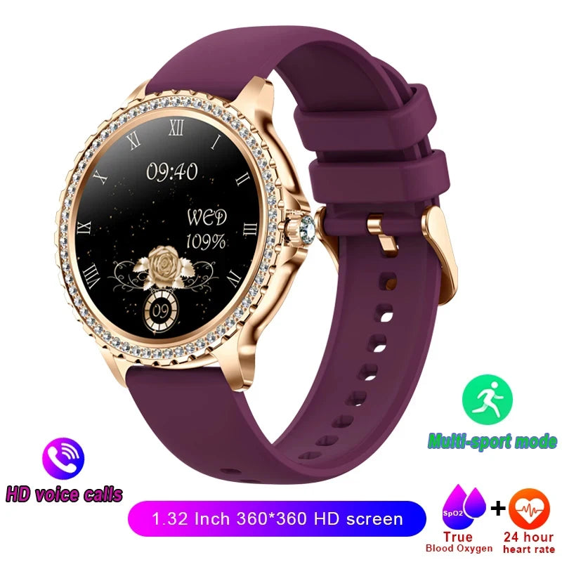 Xiaomi Mijia Women Smart Watch True Blood Oxygen 1.32Inch 360*360 HD Screen Diamond Bracelet Bluetooth Call Ladies