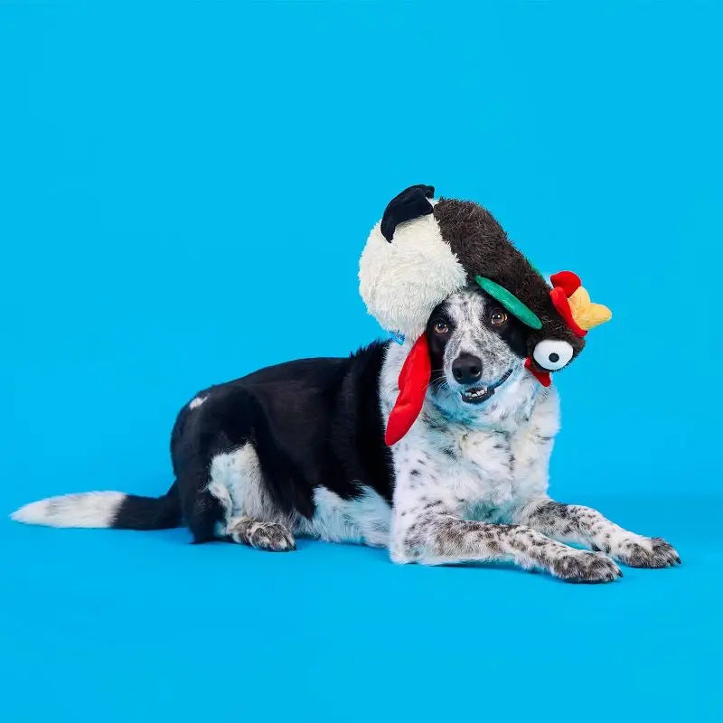 Squeaky Crinkle Rooster Dog Toy for Chewers Tough Interactive Plush Puppy Play Whip Flip Limbs De Fluffers Grunt Tube Noise