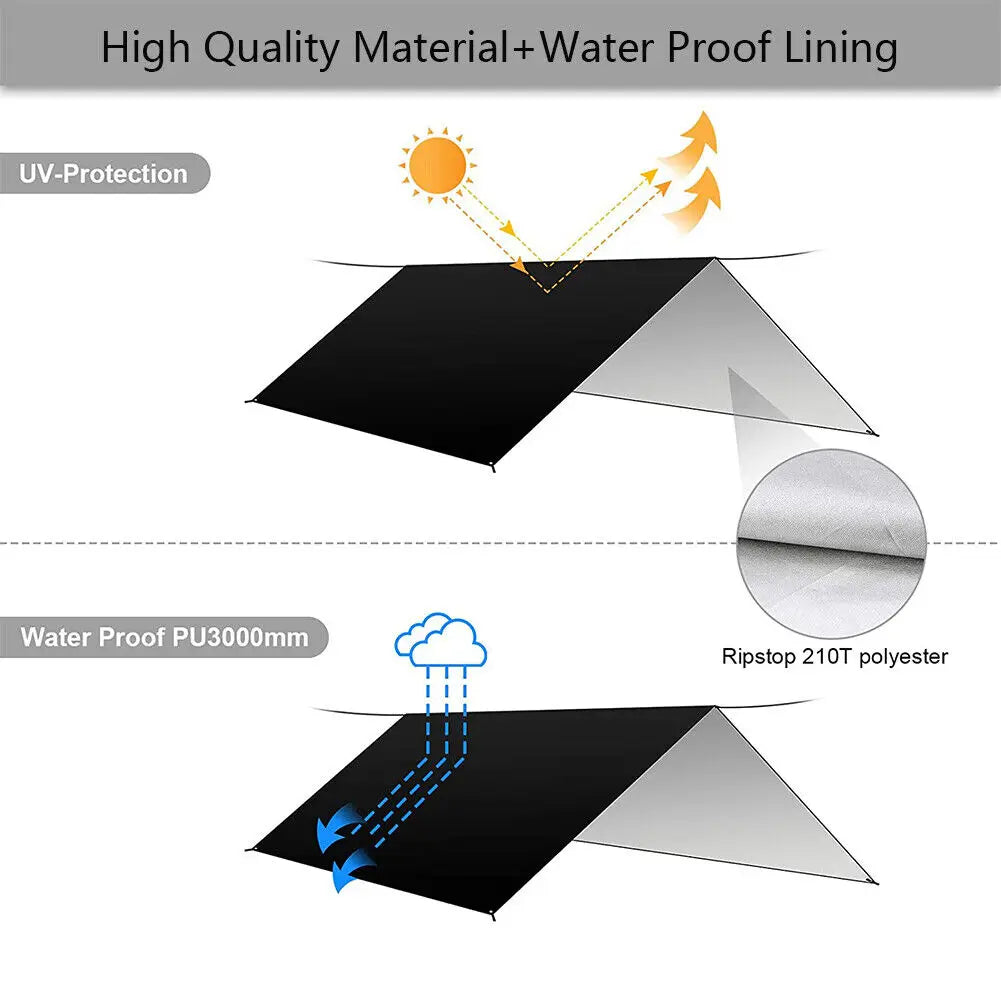 10x10FT Camping Tent Oxford Waterproof Big Space Sun Shelter Ultralight Awning Family Glamping Outdoor Folding Tent for Camping
