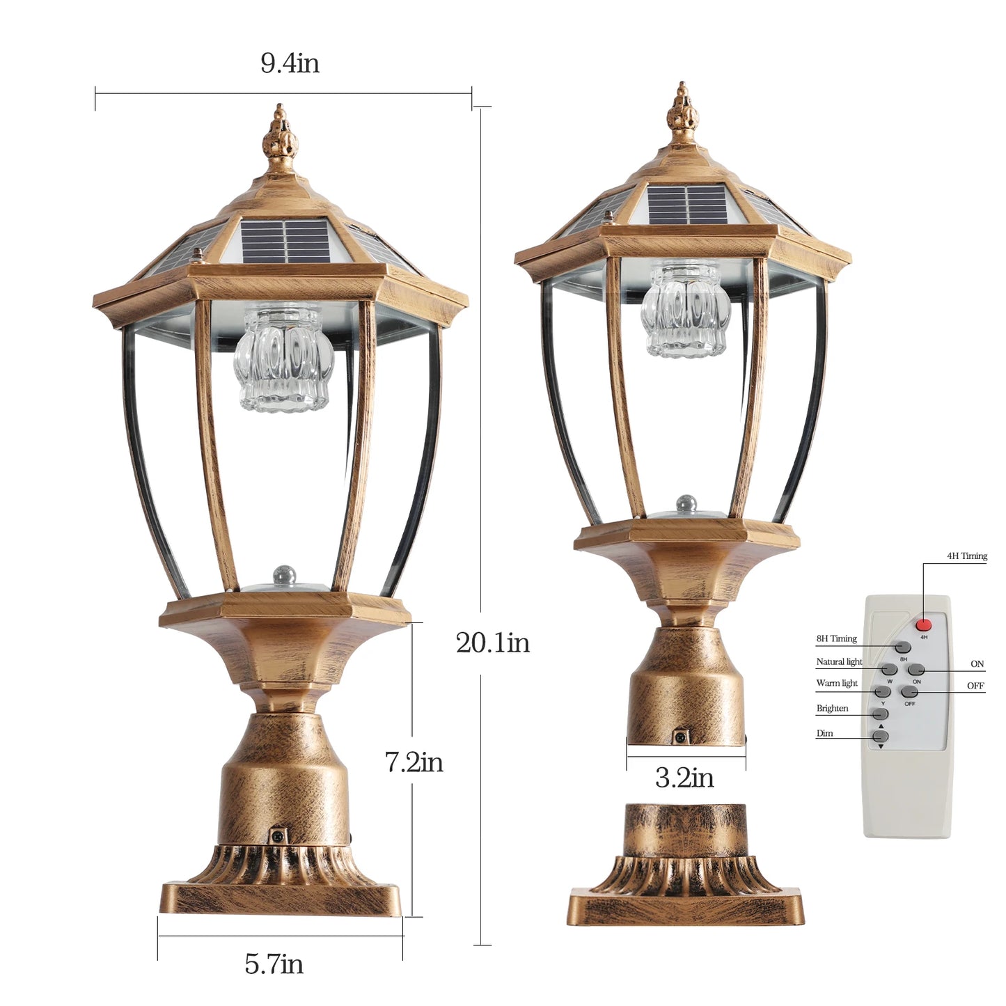 Vintage Solar Led Post Light Outdoor Garden Lamp Two Pack