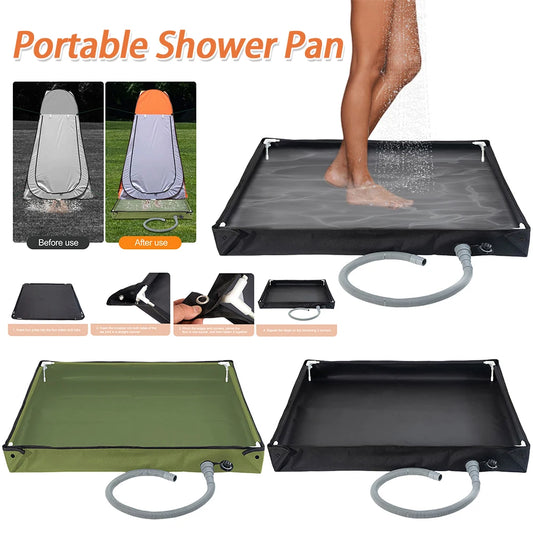 Foldable Shower Base With Drain Hose For RV Camping Outdoor