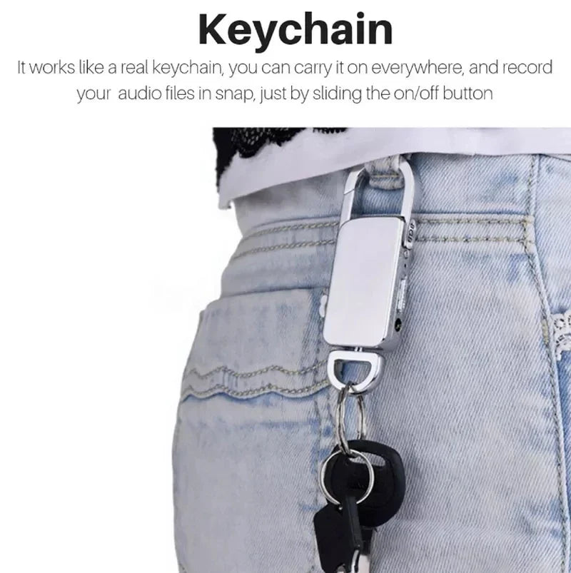 Smart Audio Voice Activated Recorder Mini Dictaphone Professional Recording MP3 Flash Drive Digital Audio Record Keychain 64GB