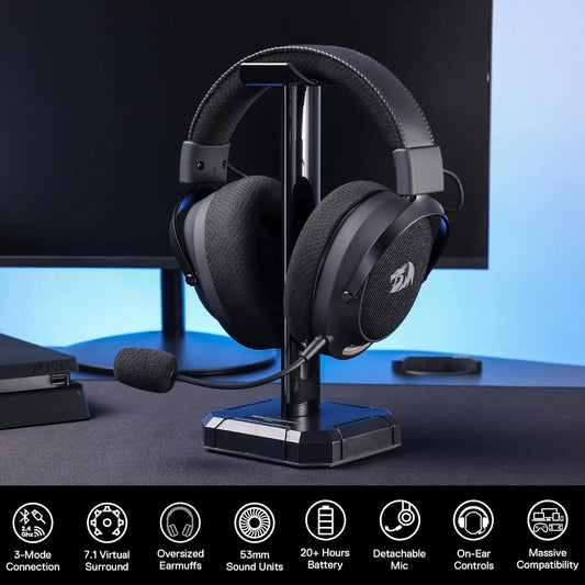 Redragon H858 Gaming Headset 2.4GHz Bluetooth Wired Gray