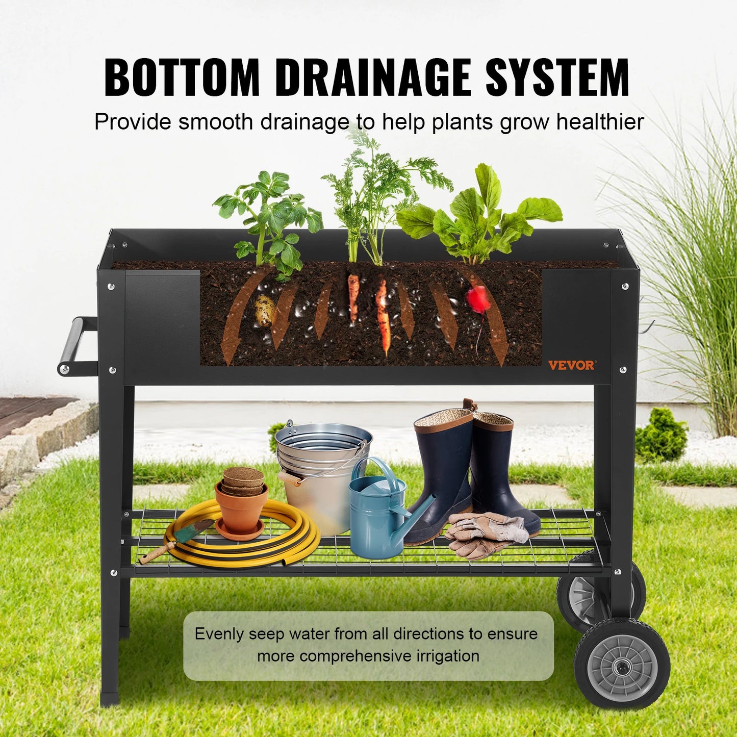 VEVOR Raised Garden Bed Galvanized Metal Planter with Legs