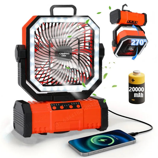 20000mAh Camping Fan With Led Lantern And Remote Control