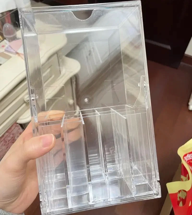 Adjustable Acrylic Brush Organizer - Transparent Vanity Holder for Makeup Brushes & Beauty Tools, No-Install Design, Compact & S