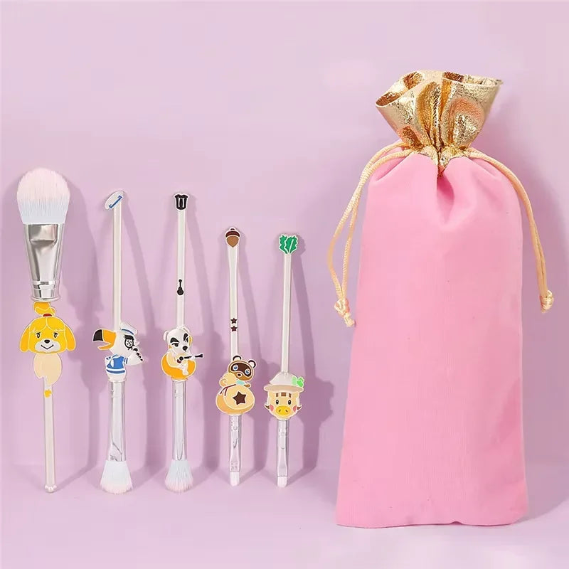 Cute Cartoon Animal Crossing Brush Set, Foundation Eye Makeup Brush, Eyeliner Lip Brush, Women's Face Cosmetic Tools, Lover's Gi