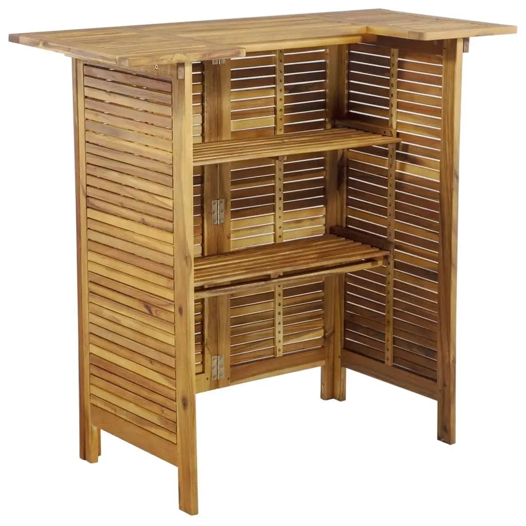 Natural Acacia Wood Garden Bar Set 3 Piece Outdoor Furniture Stylish Patio Dining Set