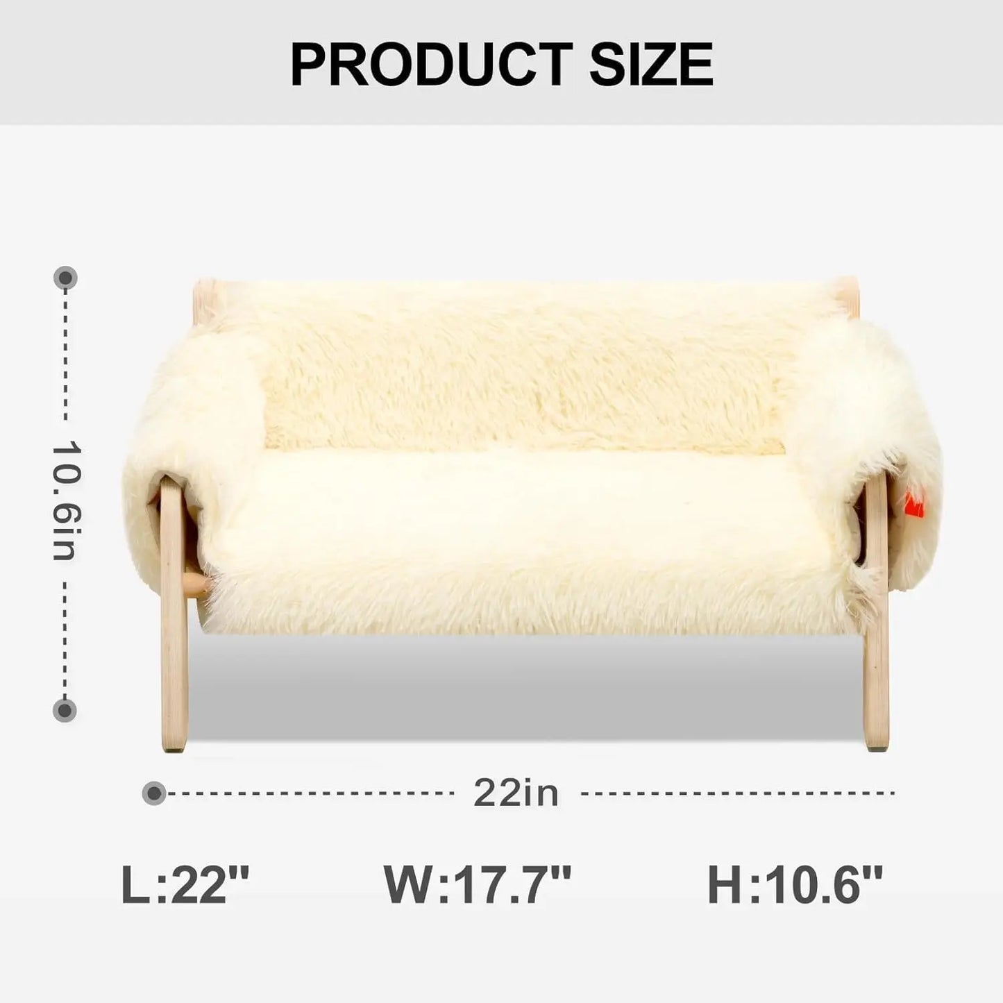 Mewoofun Cat Couch Bed Pet Sofa Wooden Indoor Elevated Cat Beds with Removable Mattress Cover Suitable for Animal Chessboard M