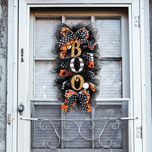 Halloween Wreath Garland Door Decoration Boo Doorplate