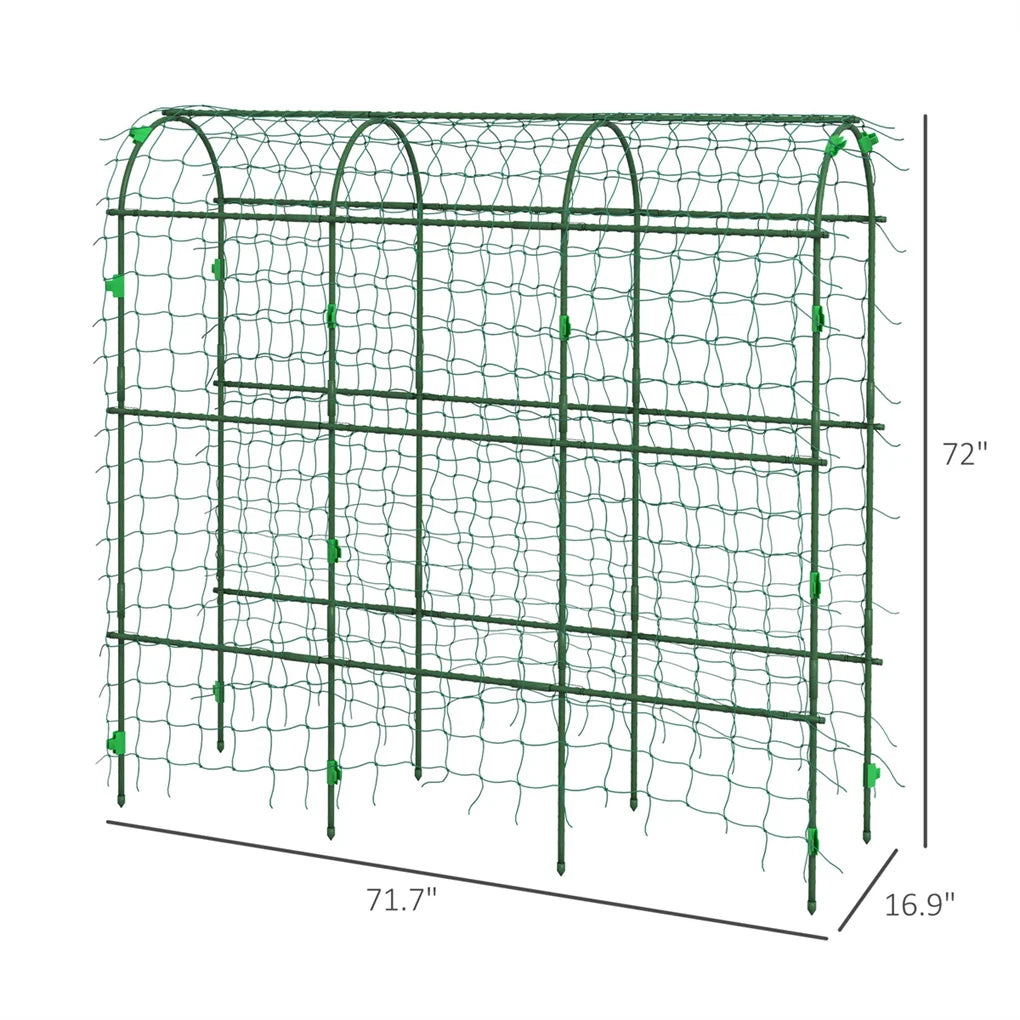 Outdoor Metal Garden Trellis Arch With Climbing Net 17 Inch