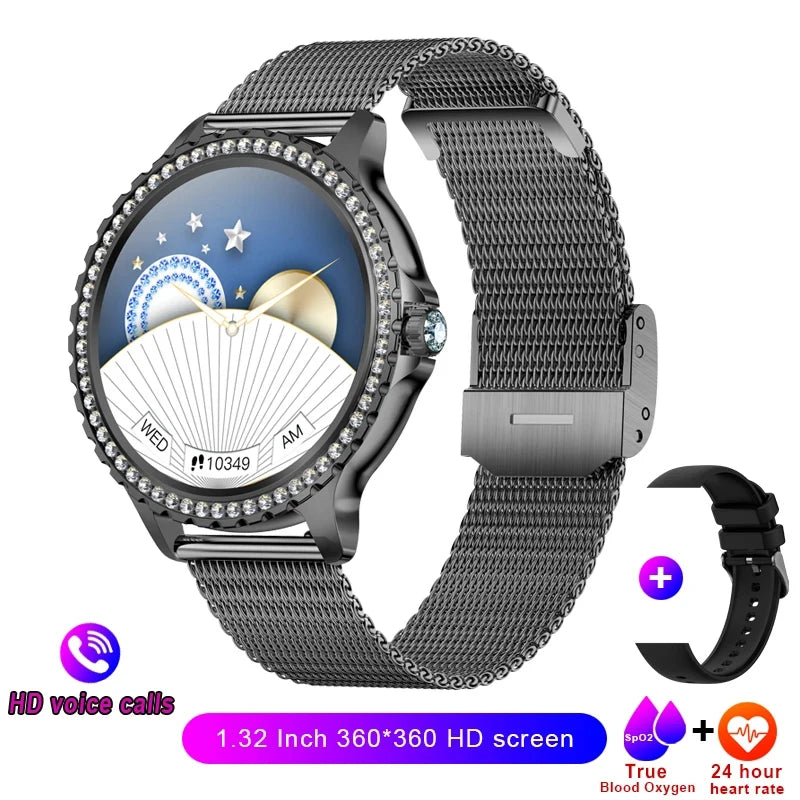 Xiaomi Mijia Women Smart Watch True Blood Oxygen 1.32Inch 360*360 HD Screen Diamond Bracelet Bluetooth Call Ladies