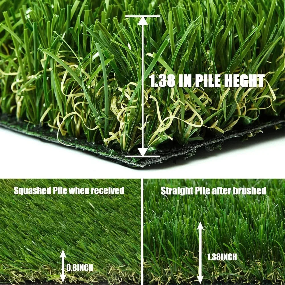 Artificial Turf Synthetic Grass Pile High, Artificial Grass Mat with Drainage, Outdoor Landscape, Fake Lawn, Garden, Patio