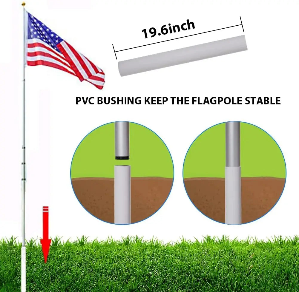 Flag Pole for Outside In Ground, Extra Thick Outdoor Heavy Duty Patio Flagpole with 3x5 American Flag for Commercial Residential